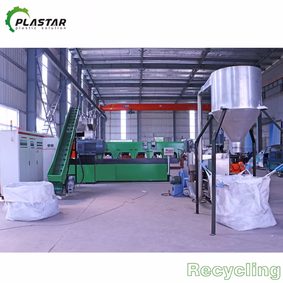 Pet/PP/PE/Película agrícola/Bolsa tejida/Nylon/Escamas de botella/ Tubos Trituradora Trituradora Lavadora Máquina de reciclaje de plástico Granuladora Máquina peletizadora