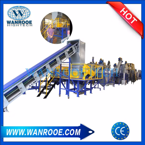 Máquina de lavado flotante de plástico con vapor caliente para botellas de mascotas de fricción horizontal